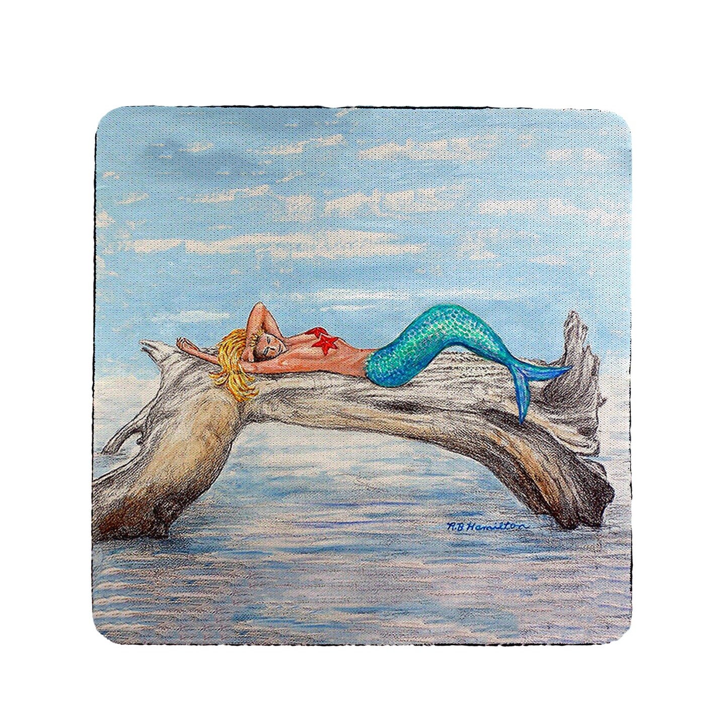 Betsy Drake Mermaid on Log Coaster Set of 4