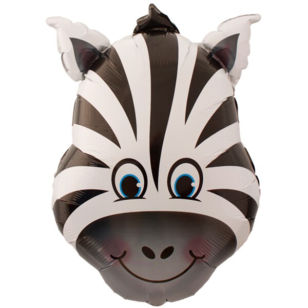 32&#x22; ZANY ZEBRA HEAD SHAPED BALLOON