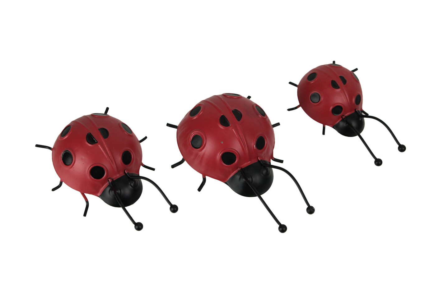 Set of 3 Metal Ladybug Art Sculptures Garden Decor Indoor Outdoor Decorations