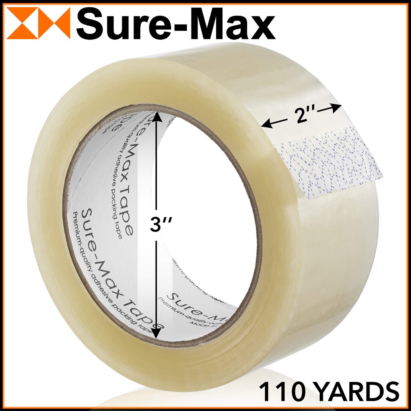 Sure-Max Premium Carton Packing Tape 1.8 mil 330 Feet (110 yards) - Clear