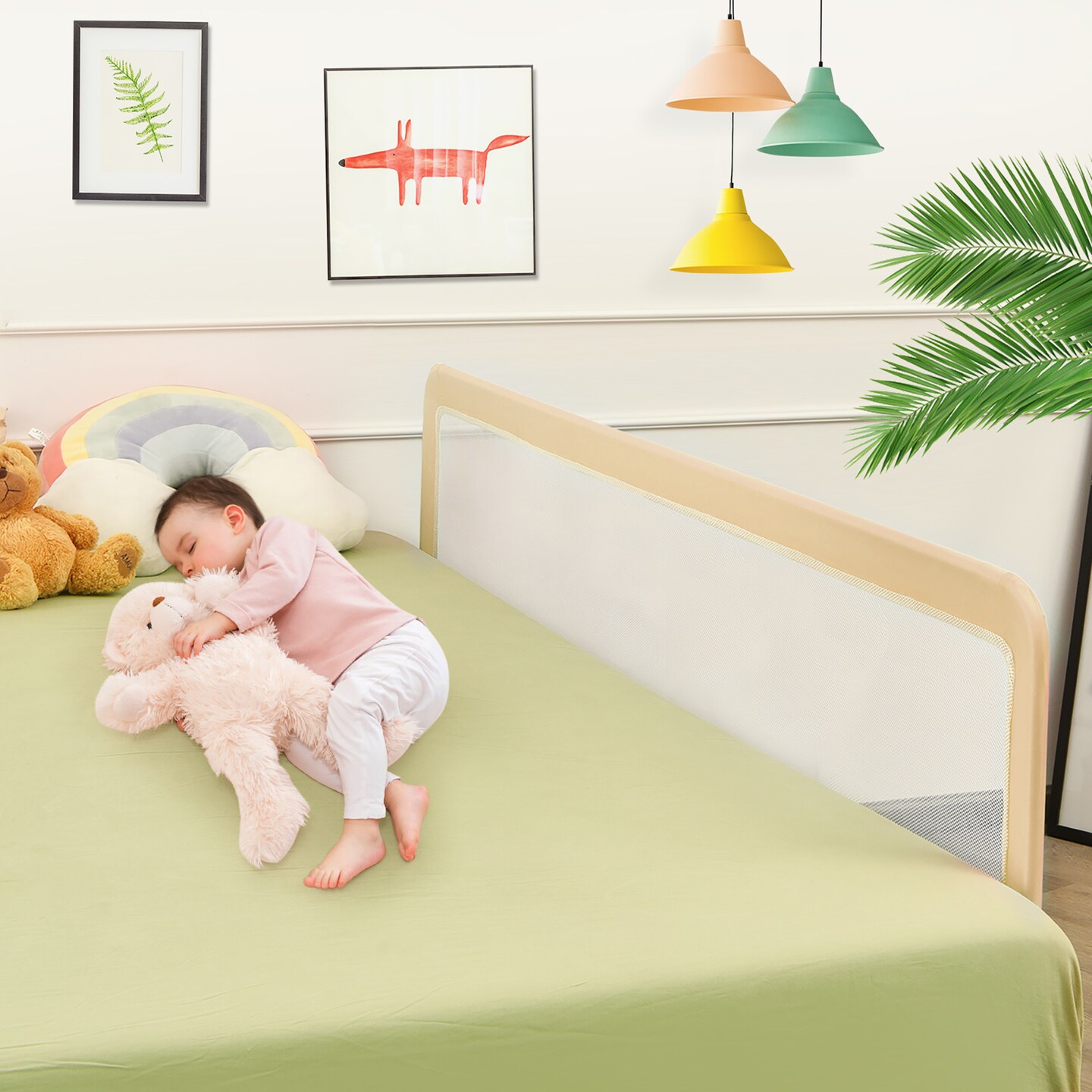 Babyjoy 71&#x27;&#x27;Foldable Baby Bed Rail Guard Toddlers Swing Down Safety Bedrail