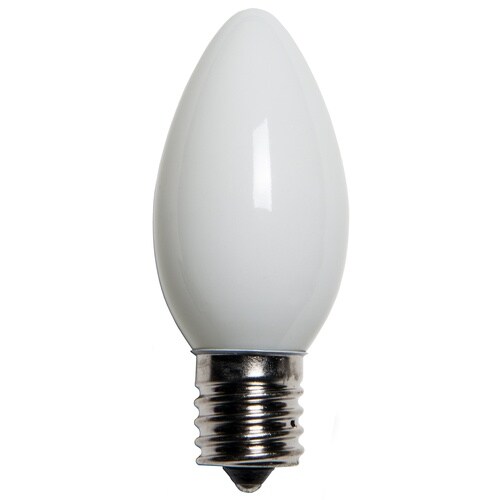 25 Bulbs - C9 Opaque White, 7 Watt lamp