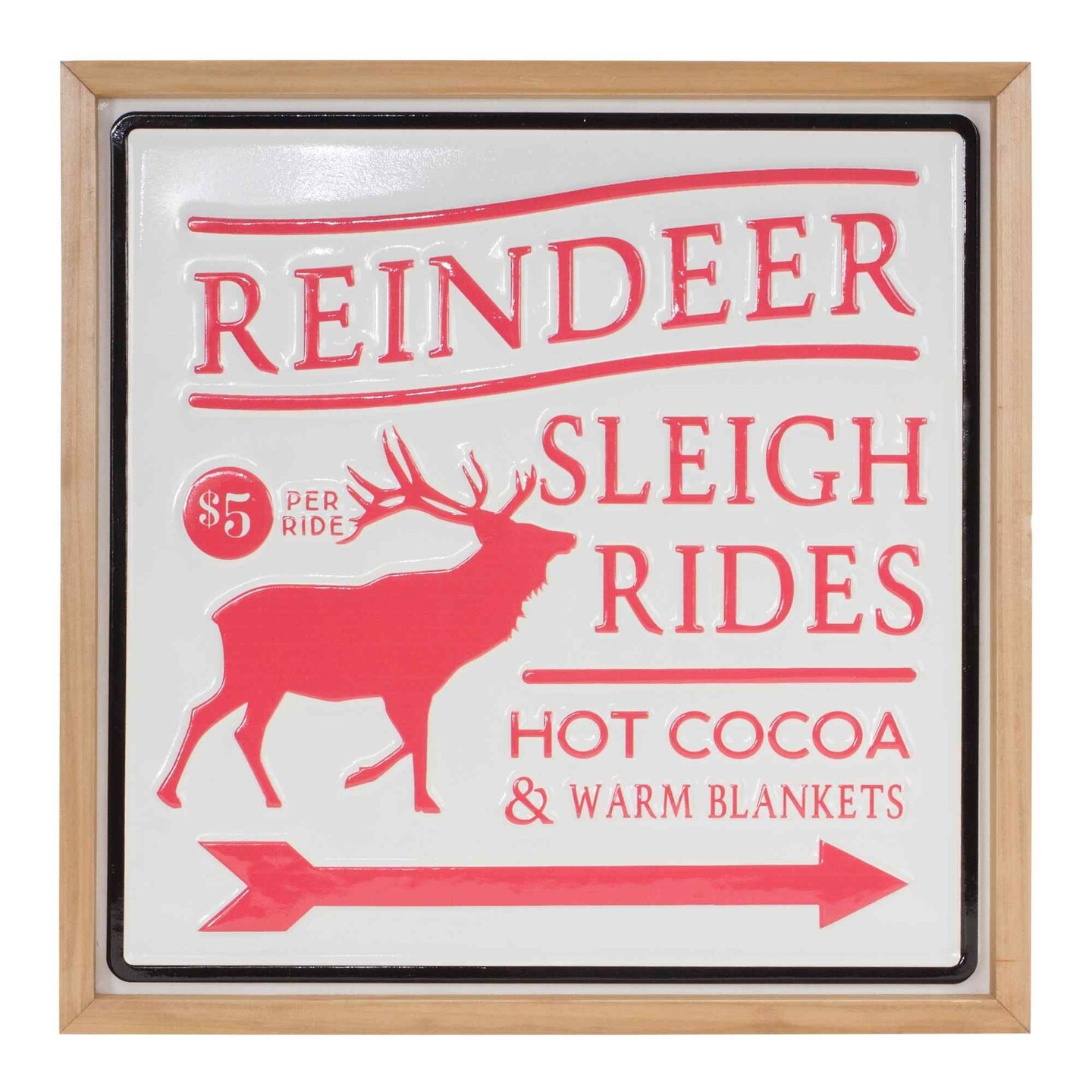 Melrose 15.75&#x22; Framed &#x22;Reindeer Sleigh Rides&#x22; Christmas Wall Sign