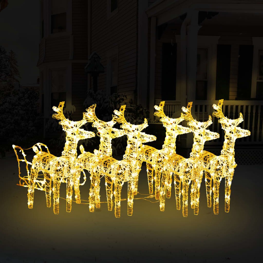 Reindeers &#x26; Sleigh Christmas Decoration 320 LEDs Acrylic
