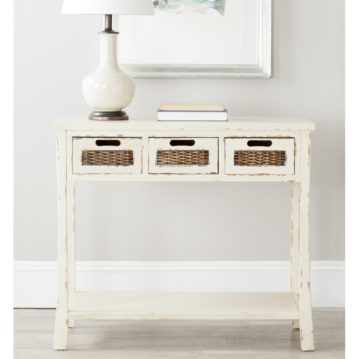 Safavieh   Autumn 3-Drawer Console Table Vintage Cream