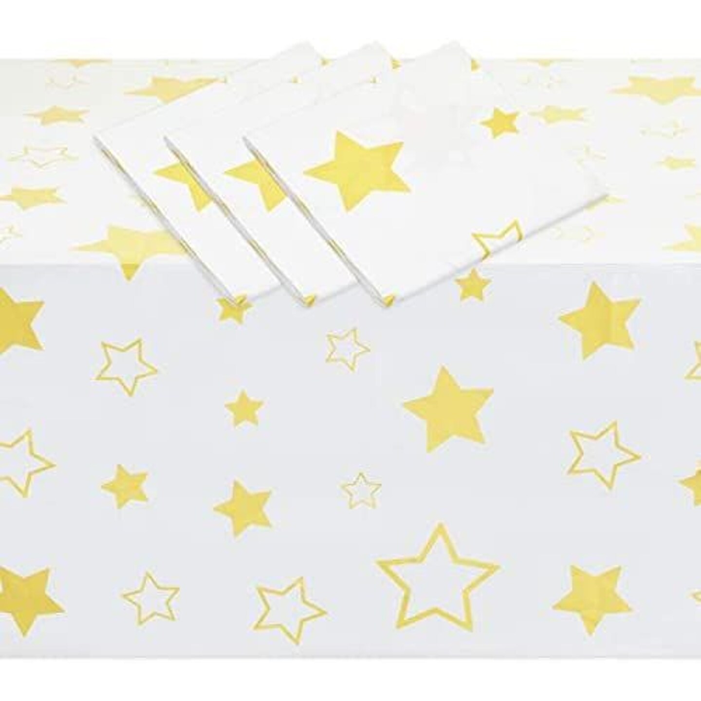 3 Pack Twinkle Twinkle Little Star Tablecloths for Baby Shower Decorations (54 x 108 in)