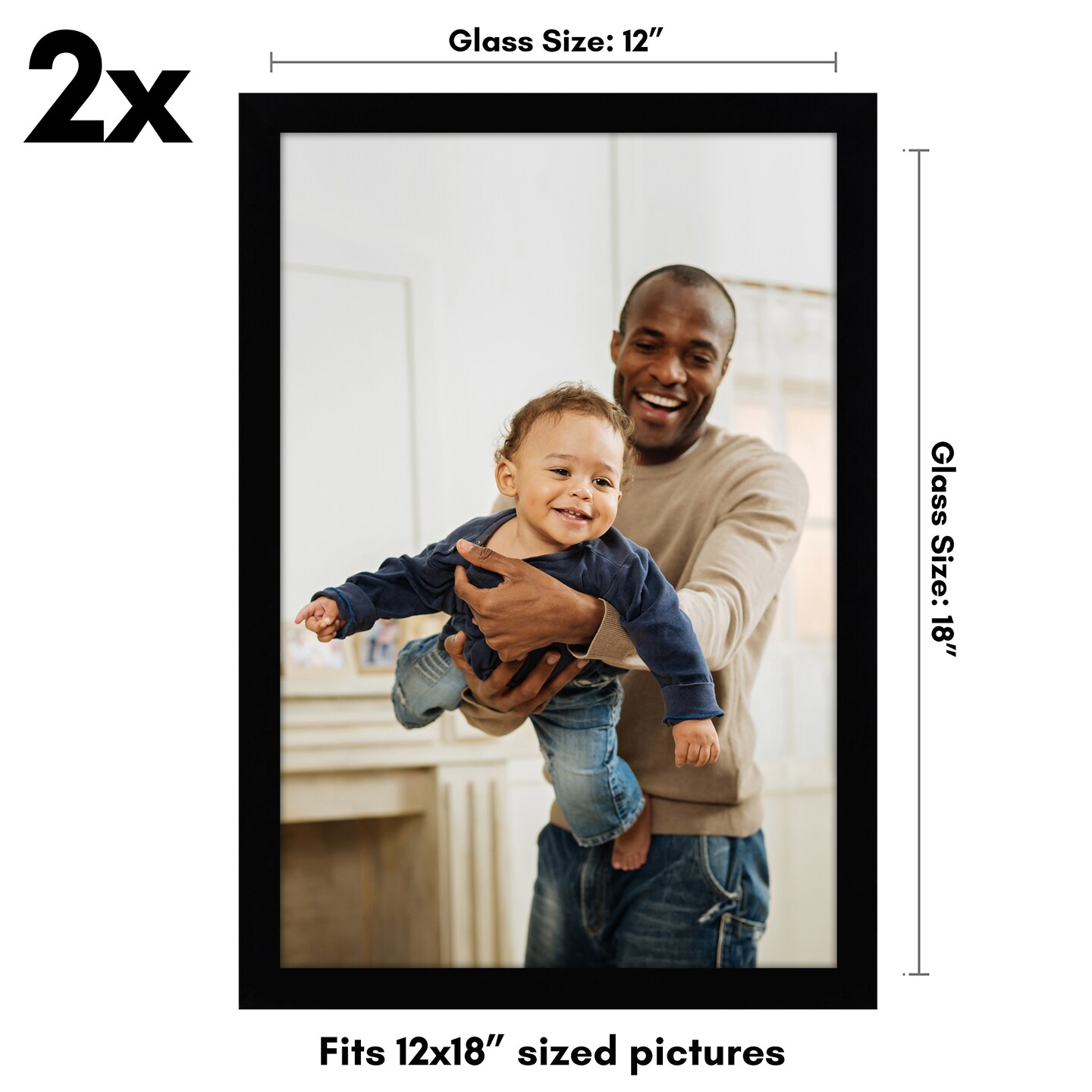 Americanflat Gallery Picture Frame - Set of 2 - Photo Frame for Wall Decor - Shatter Resistant Glass - Adjustable Hanging Hardware - Includes Easel for Tabletop Display - Black