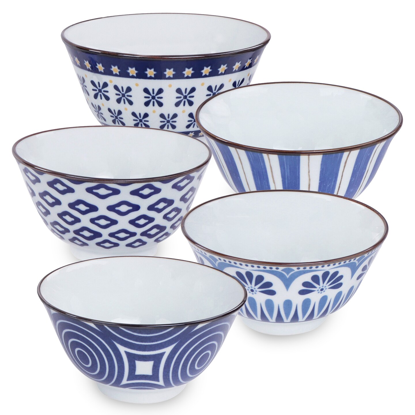Creekview Home Emporium Ceramic Bowl - 5pc Blue and White Small Serving Bowls
