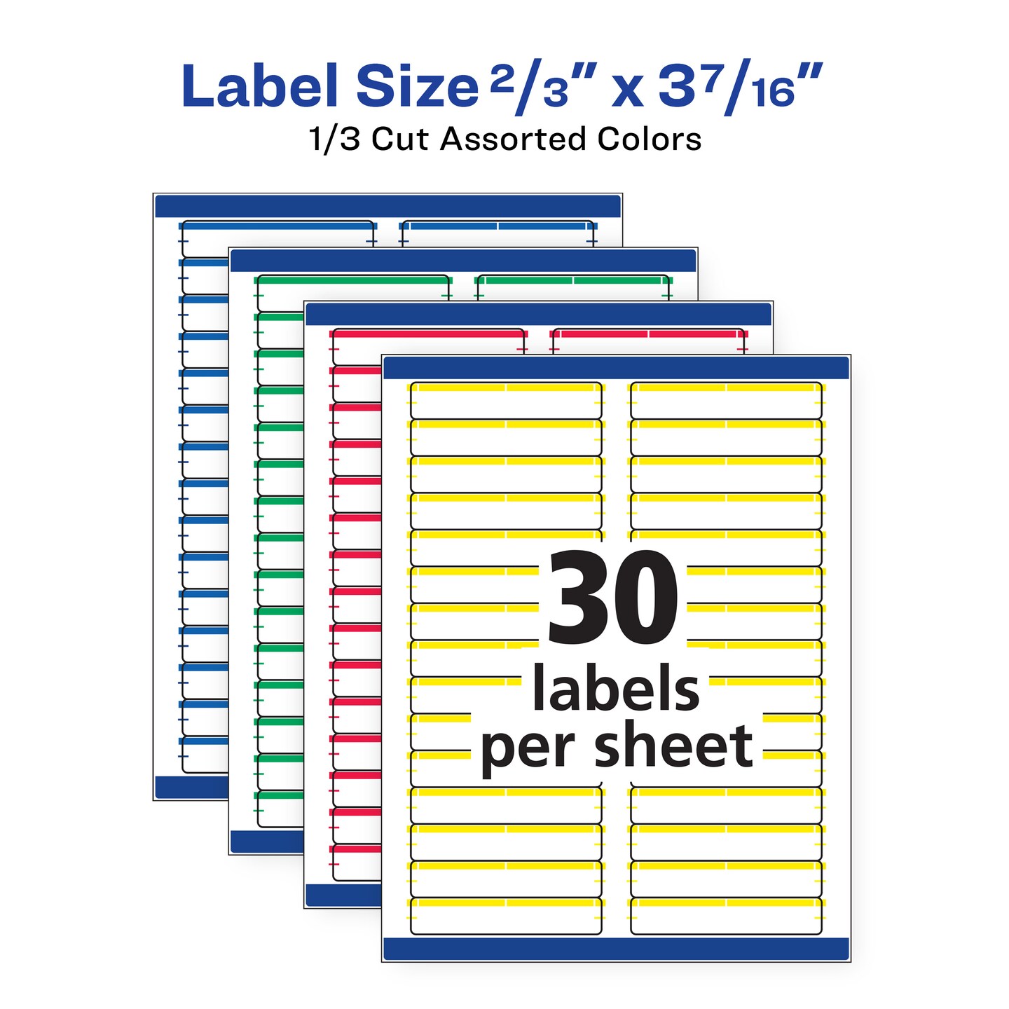 Avery TrueBlock File Folder Labels, 2/3&#x22; x 3-7/16&#x22;, 750 Printable Labels, Assorted (5266)