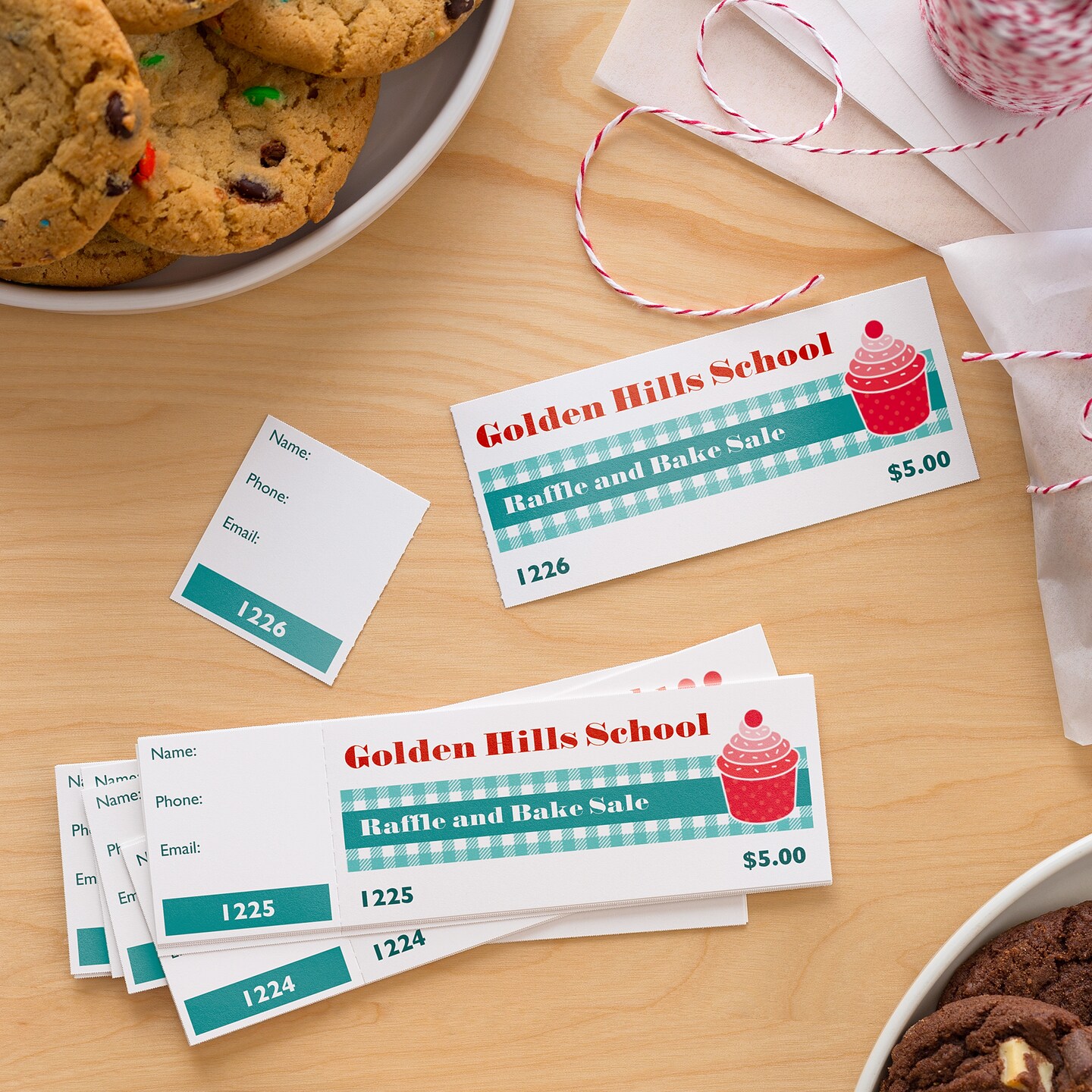 Avery Printable Tickets with Tear-Away Stubs, 1.75&#x22; x 5.5&#x22;, Matte White, 200 Blank Tickets for Laser and Inkjet Printers (16154)