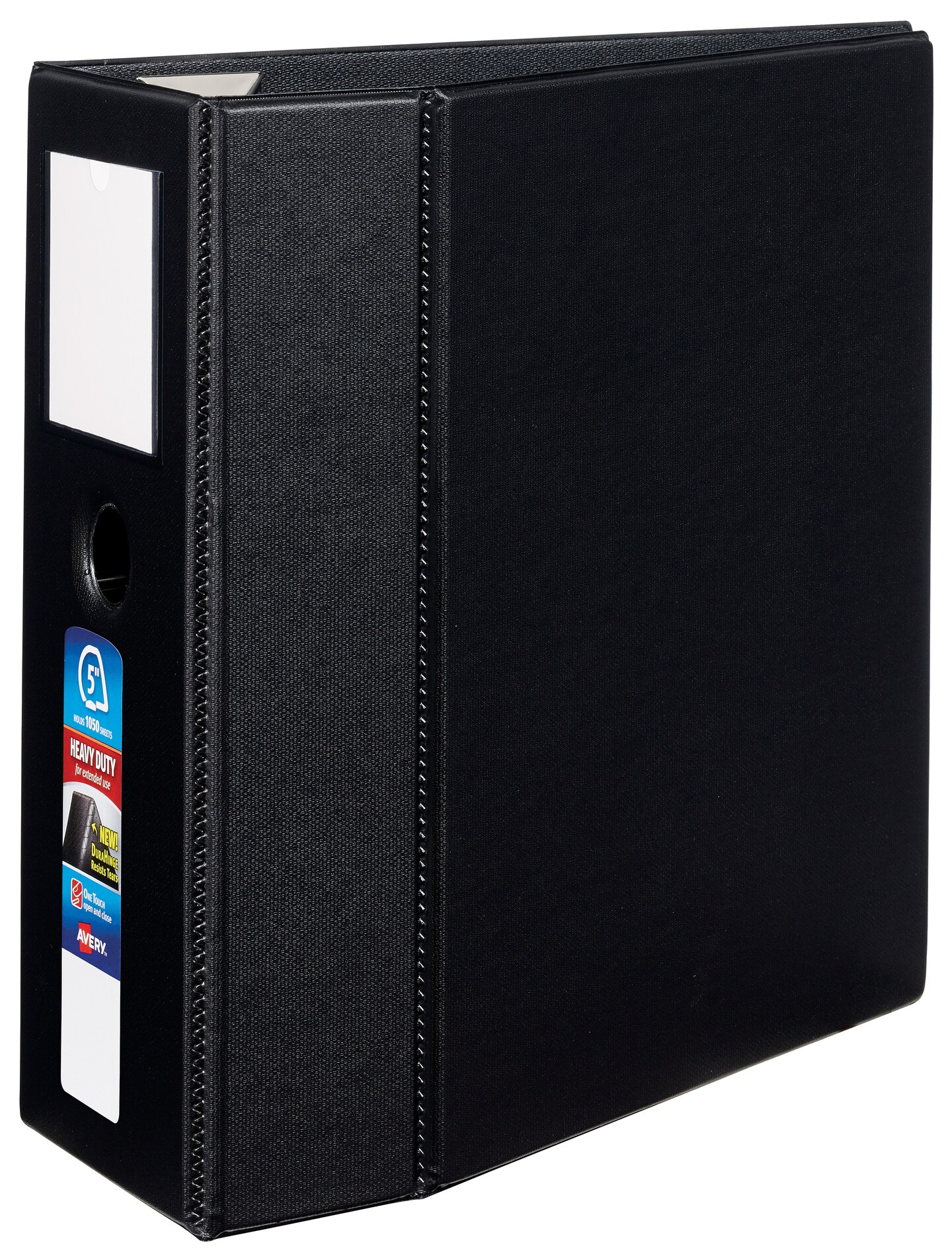 Avery Heavy-Duty 3 Ring Binder with Label Holder, 5&#x22; One Touch EZD Rings, 2.3/4.8&#x22; Spine, 1 Black Binder (79996)