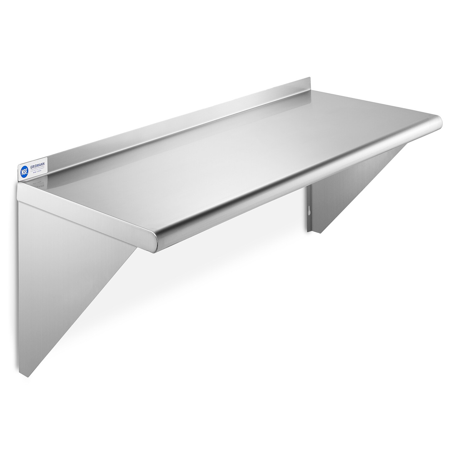 GRIDMANN NSF Stainless Steel 18&#x22; Deep Kitchen Wall Mount Shelves for Commercial Restaurant Bar w/ Backsplash