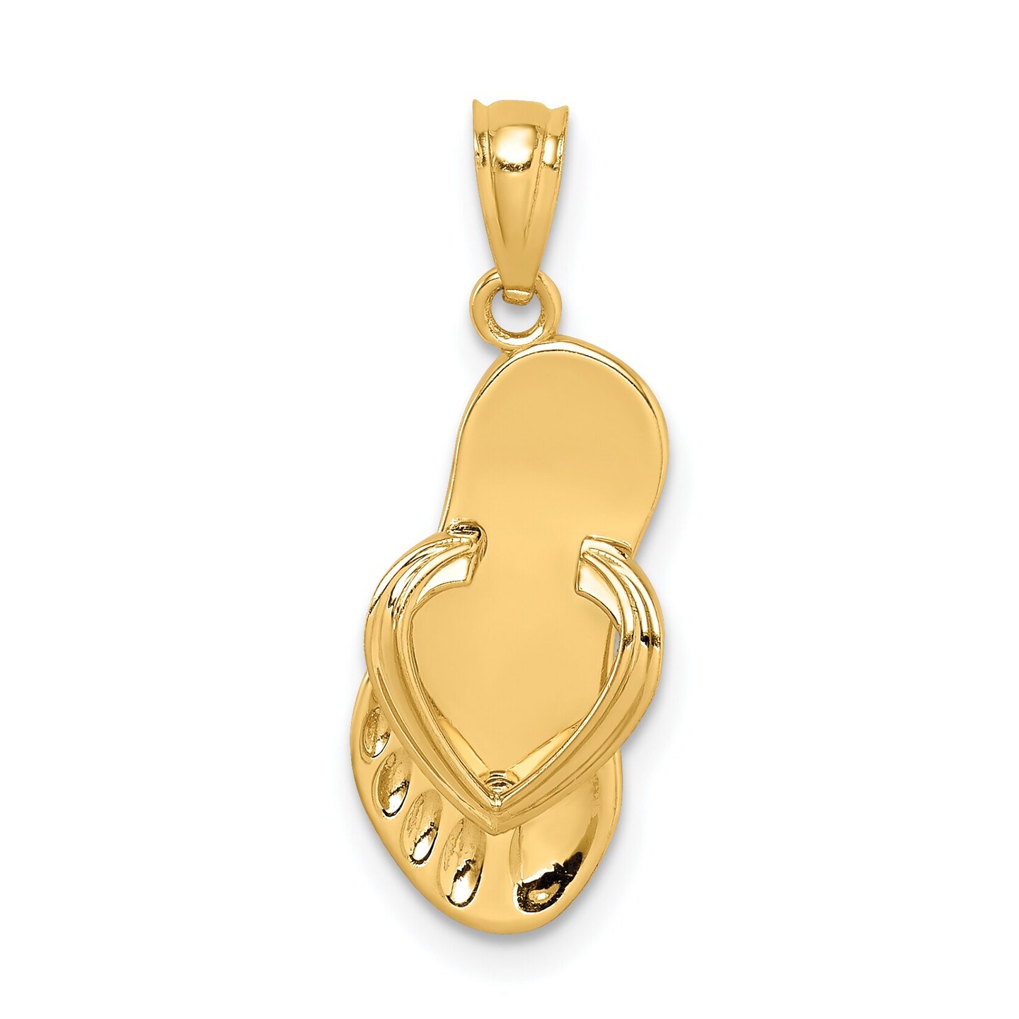 14K Gold Flip Flop Charm Beach Sandal Shoe Pendant Jewerly 25mm x 9mm