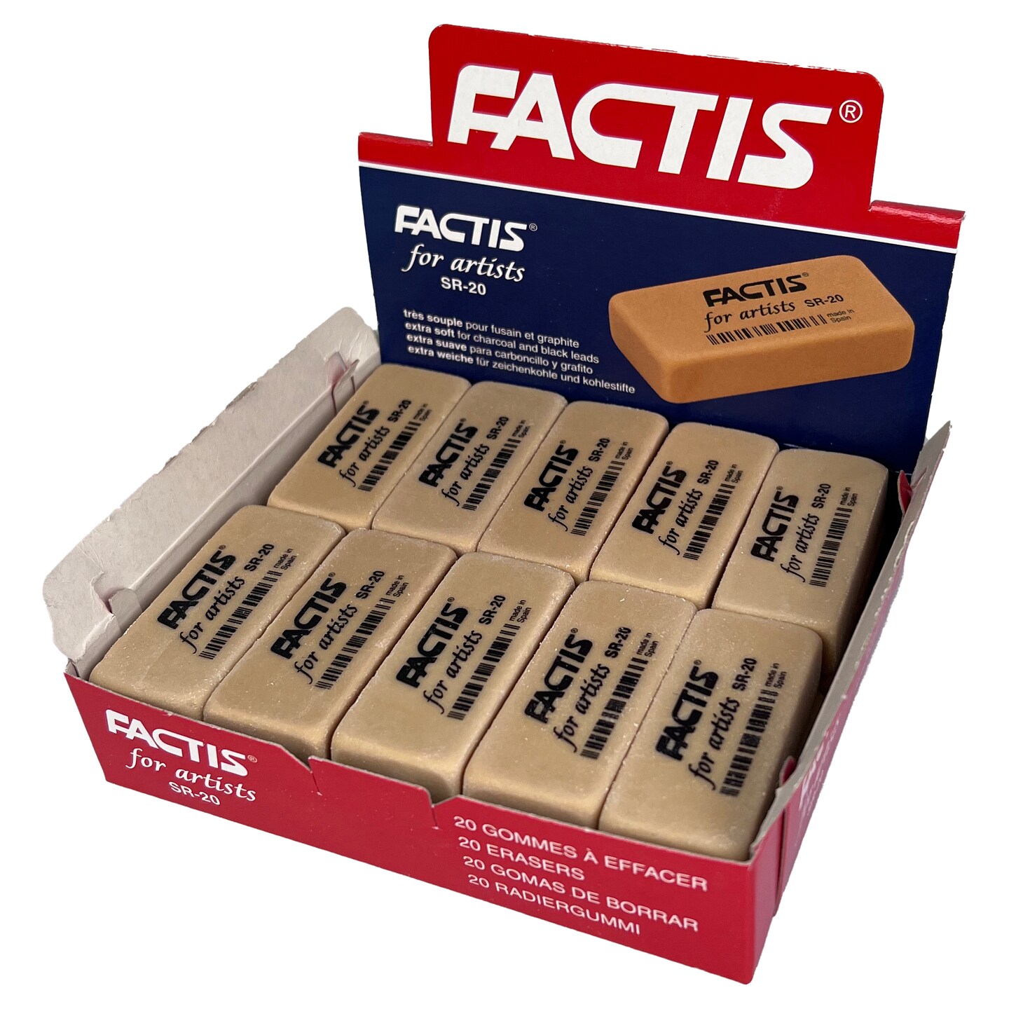 General Pencil Factis Erasers, 20/Box
