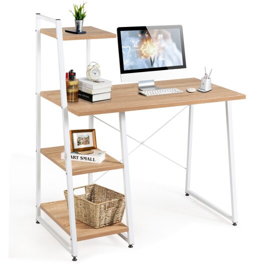 Computer desk with 4 deals tier shelves