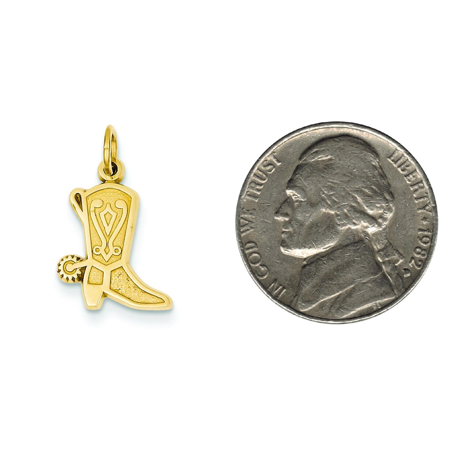 14K Yellow Gold Cowboy Boot Charm Pendant Jewelry 21 X 12mm