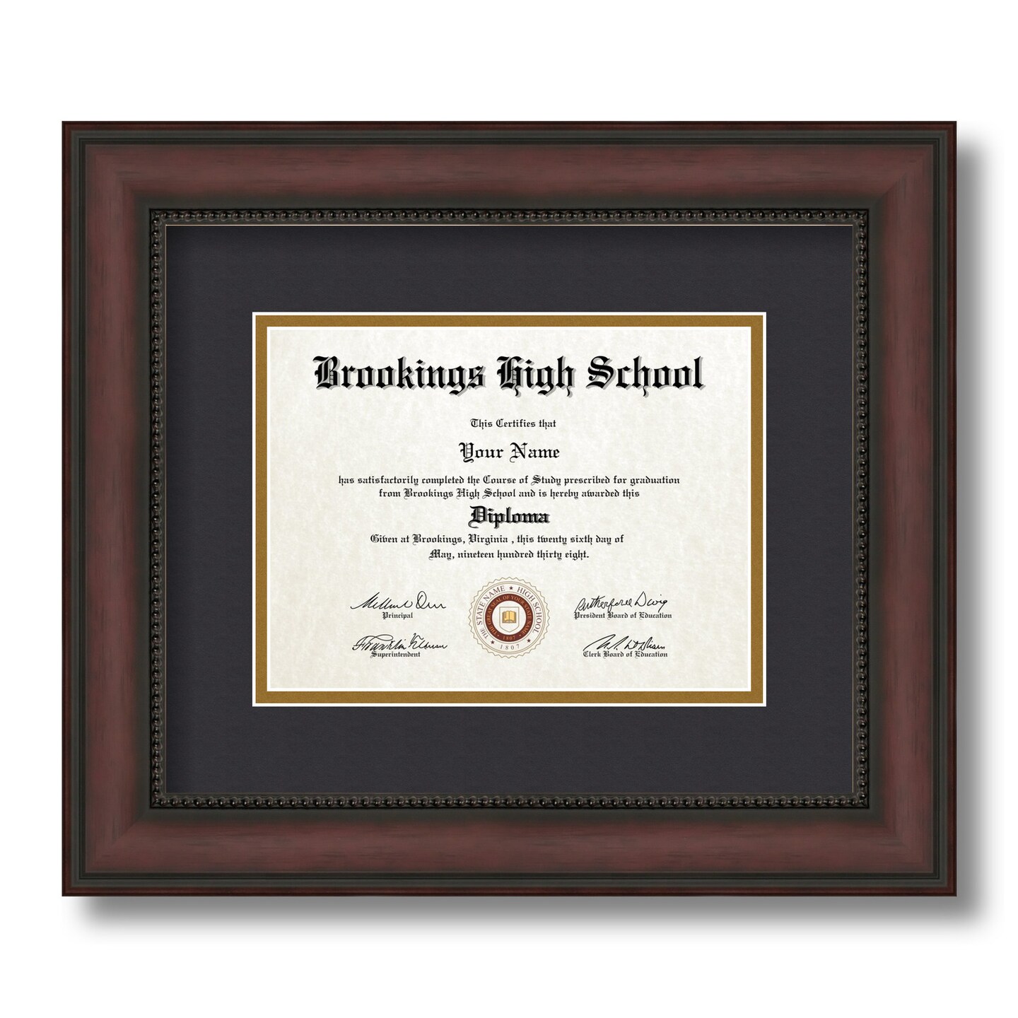 ArtToFrames 6x8 inch Diploma Frame - Framed with Black and Gold Mats, Comes with Regular Glass and Sawtooth Hanger for Wall Hanging (D-6x8)
