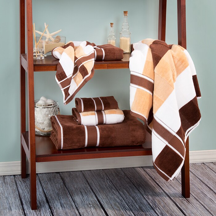 Lavish Home 100% Cotton Oakville Velour Towel Set 6 Piece Chocolate Brown