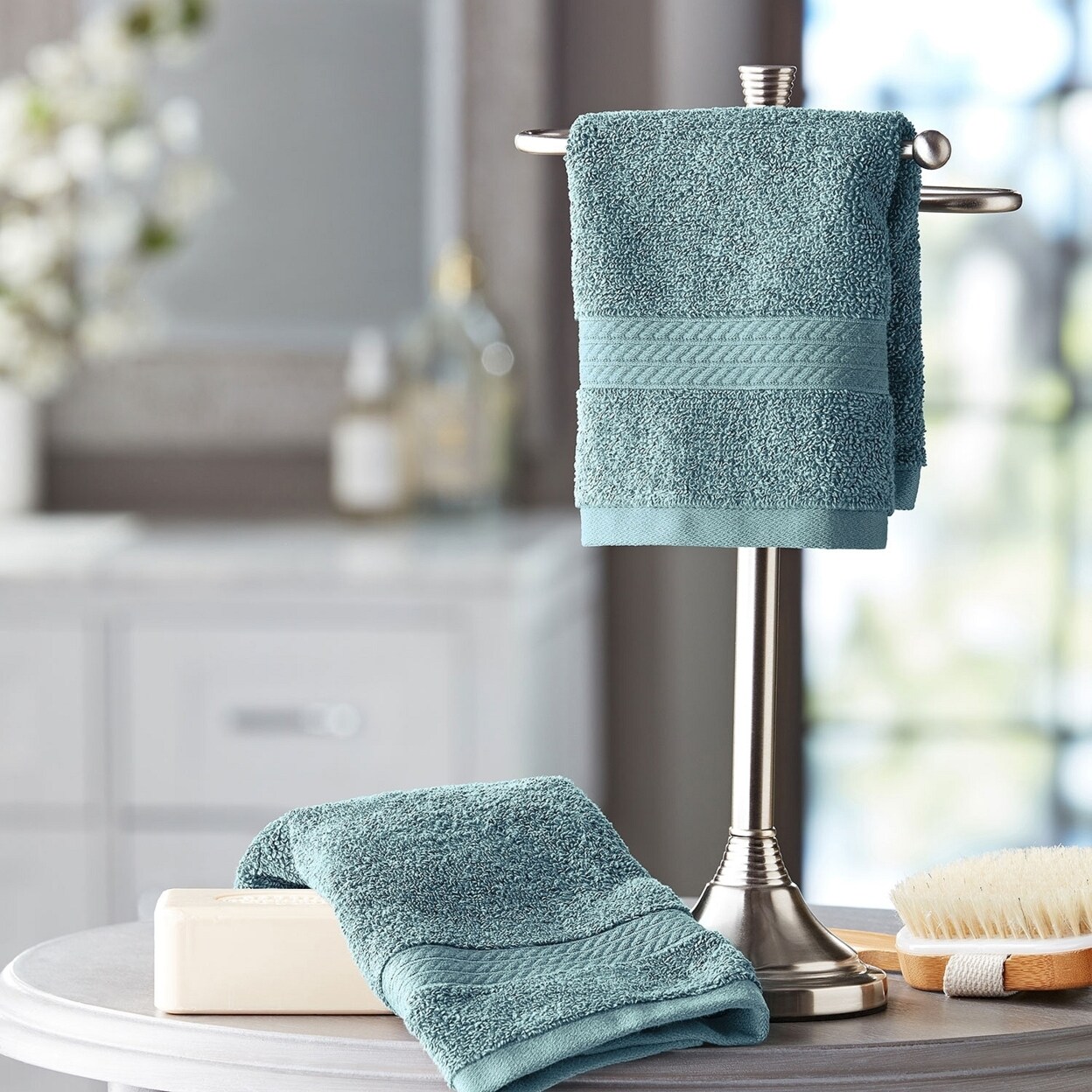 Hotel Premier Collection 100% Cotton Luxury Washcloth 2-Pack Blue