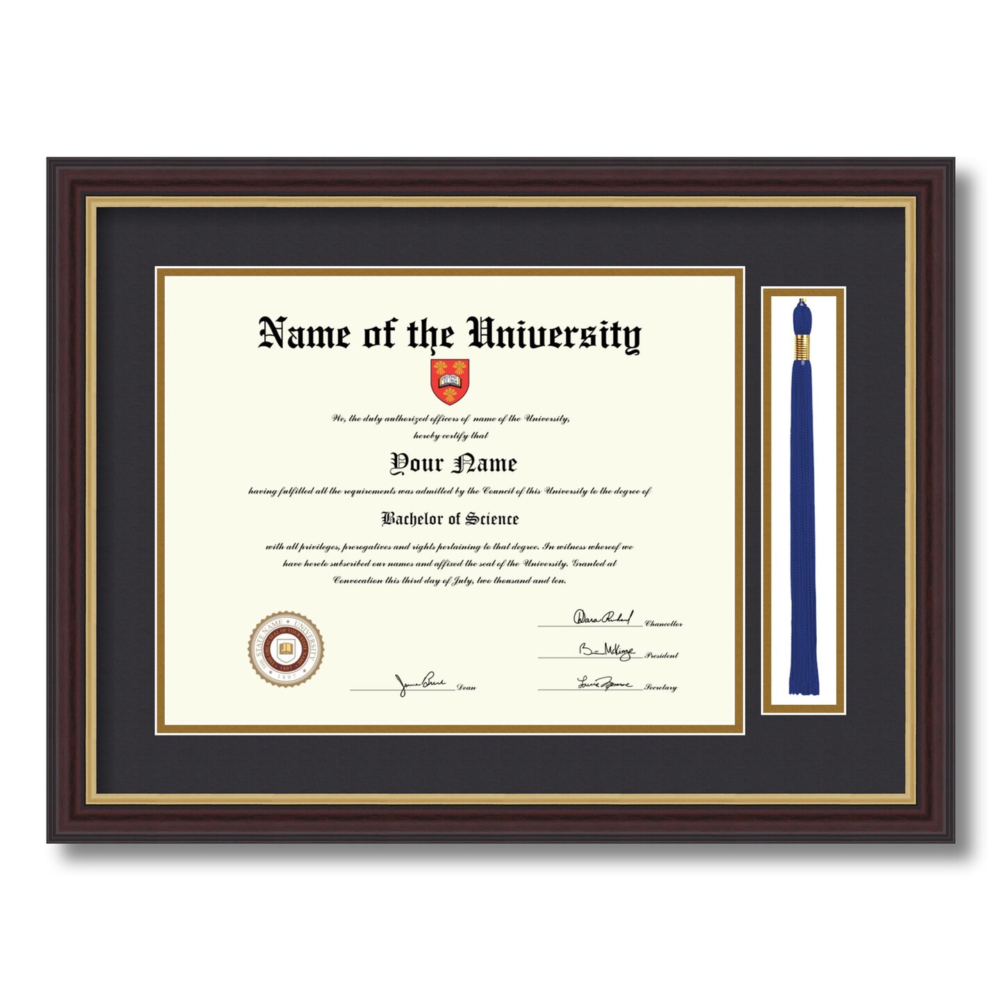 ArtToFrames 11x14 inch Diploma Frame with Tassel Opening - Framed with Black and Gold Mats, Comes with Regular Acrylic and Sawtooth Hanger for Wall Hanging (DT-11x14)