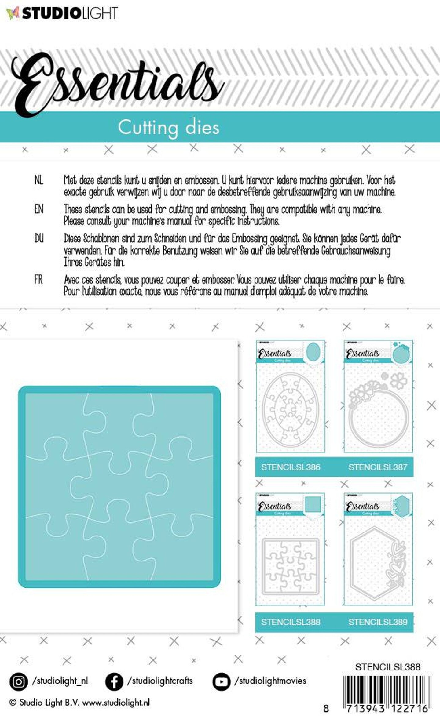Studio Light Cutting Die Small shape square puzzle Essentials 93x93mm nr.388