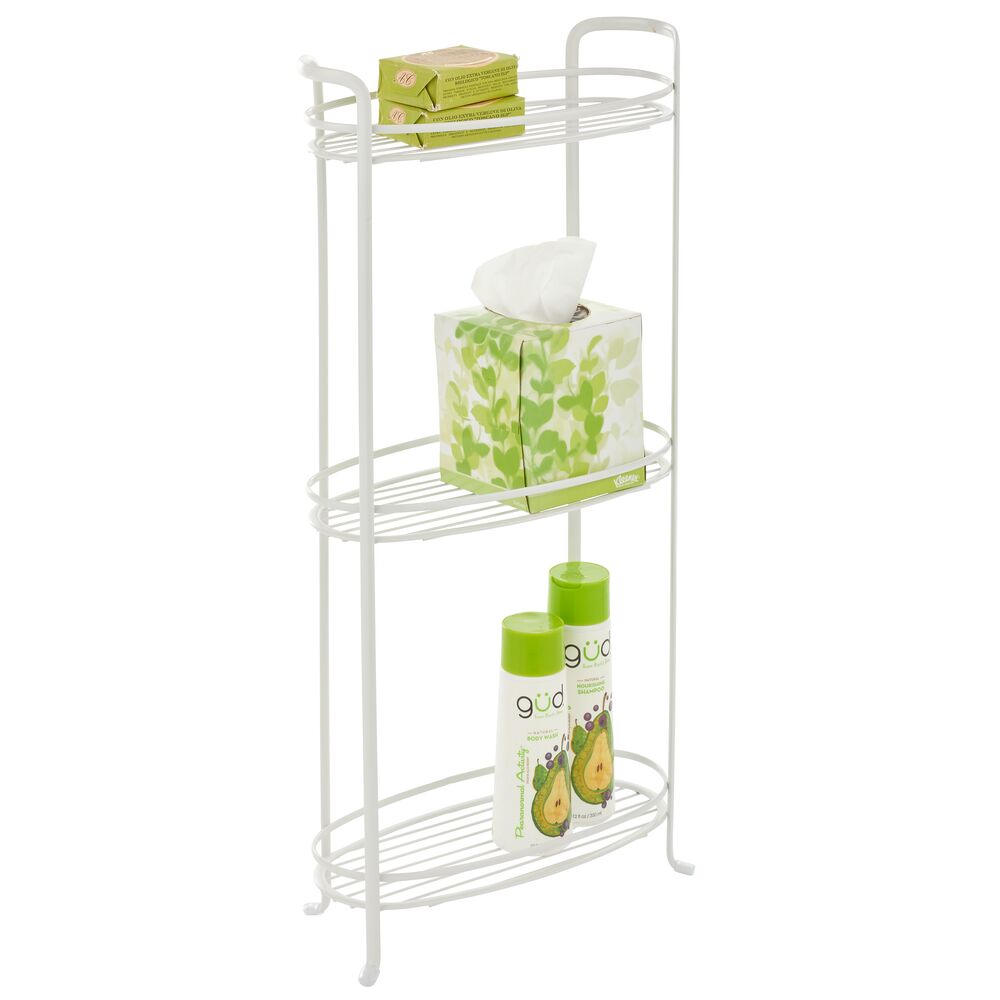 mDesign Vertical Standing Bathroom Shelving Unit Tower with 3 Baskets