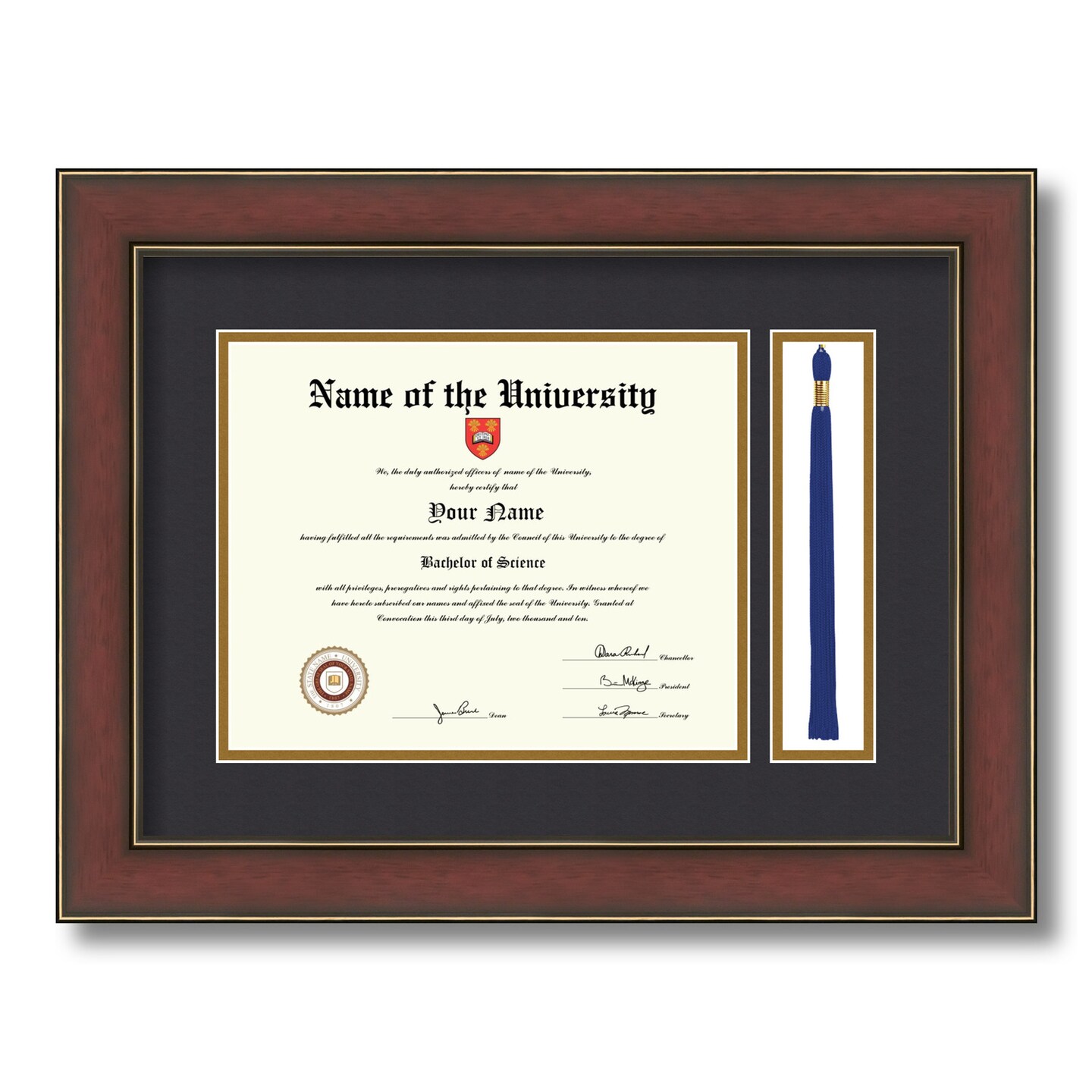 ArtToFrames 8x10 inch Diploma Frame with Tassel Opening - Framed with Black and Gold Mats, Comes with Regular Glass and Sawtooth Hanger for Wall Hanging (DT-8x10)