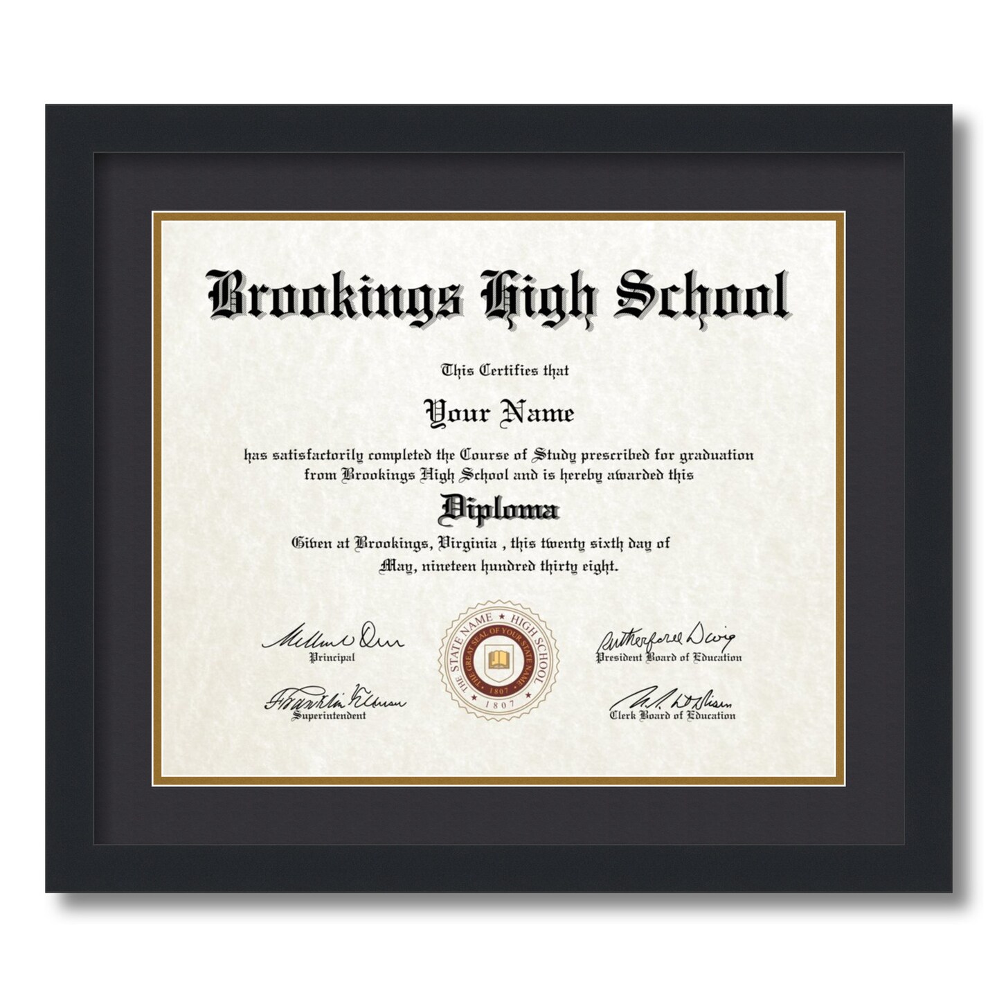 ArtToFrames 14x17 inch Diploma Frame - Framed with Black and Gold Mats, Comes with Regular Acrylic and Sawtooth Hanger for Wall Hanging (D-14x17)