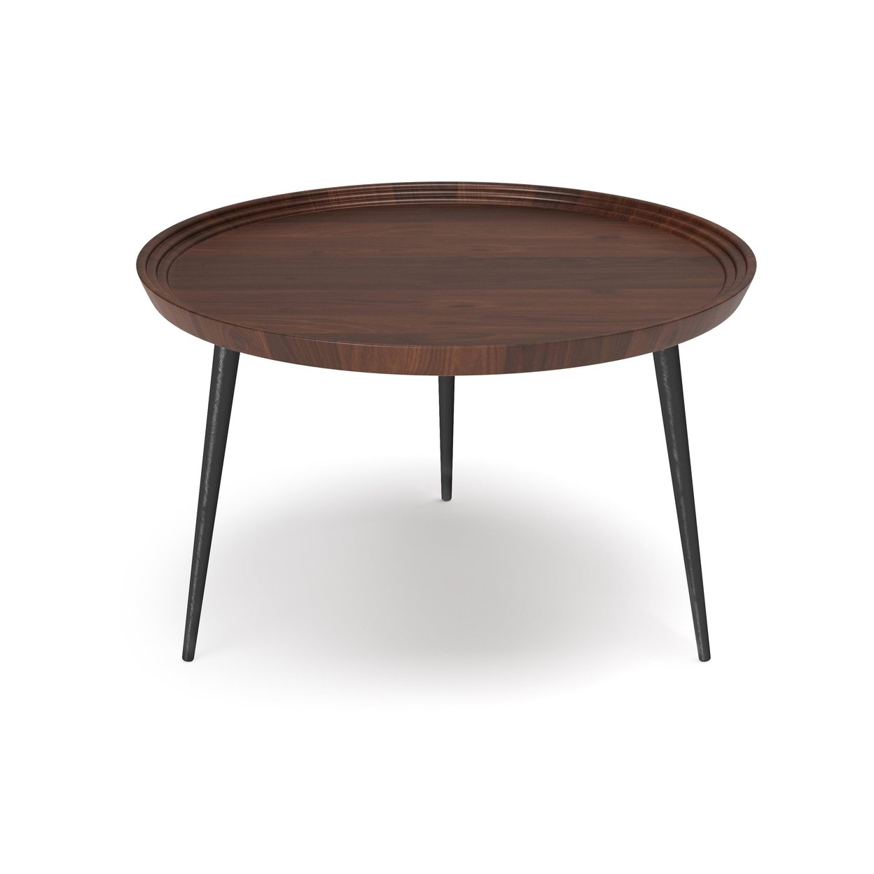 Clairmont Coffee Table Acacia Wood Round Tray Style Metal Legs Modern