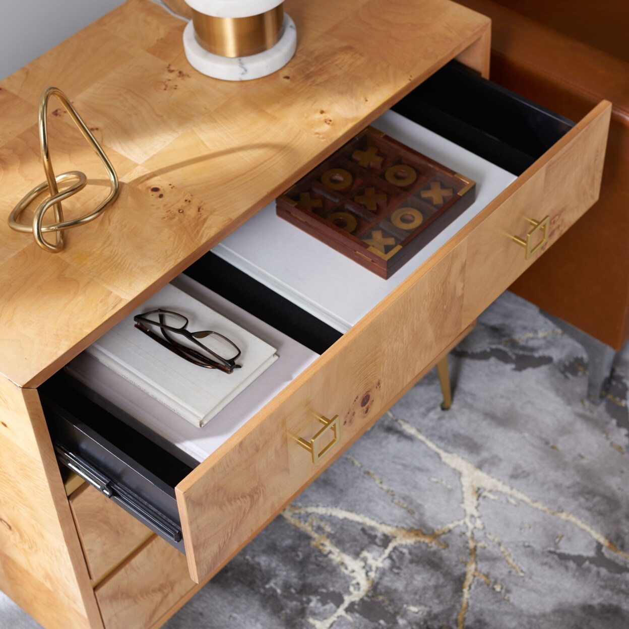 Safavieh   Katia 3-Drawer Chest Natural / Gold