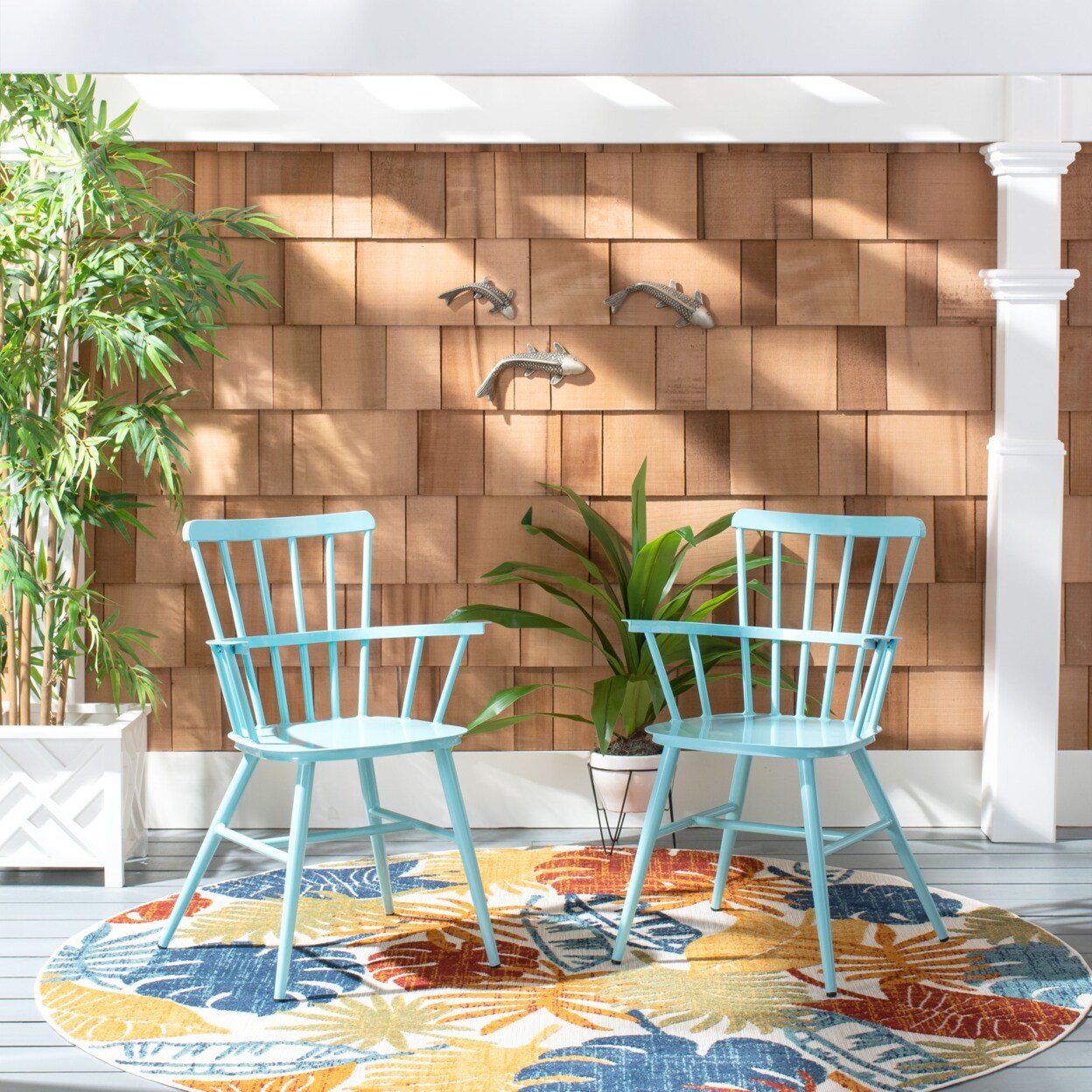 Safavieh   Outdoor Collection Clifton Arm Chair Baby Blue