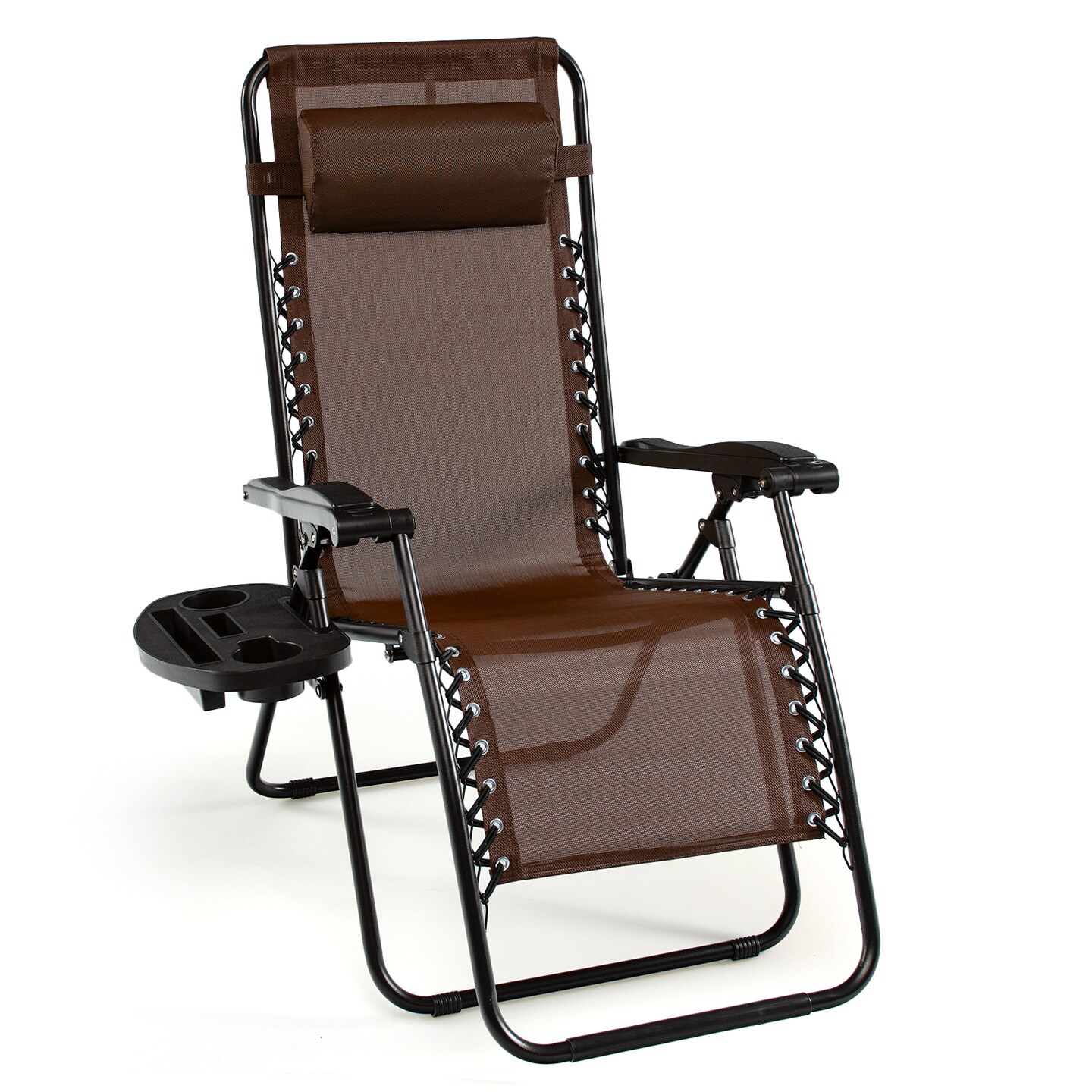 Outdoor Folding Zero Gravity Reclining Lounge Chair with Utility Tray