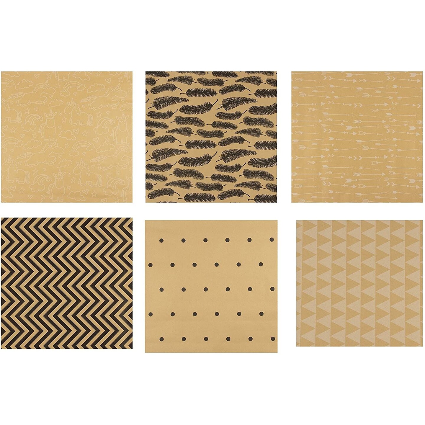 30 x 120 Inches Gift Wrapping Paper Roll - 6-Pack Decorative Kraft Wrapping Papers, All Occasion Gift Wraps for Birthdays, Valentines, Christmas, Baby Shower, 6 Assorted Designs, 2.5 x 10 Feet