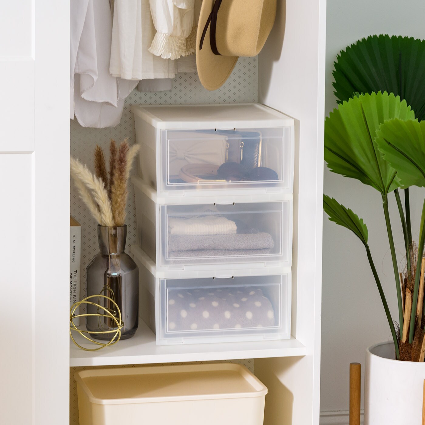 IRIS USA Front Entry Stackable Shoe Storage Box, Shoes Organizer