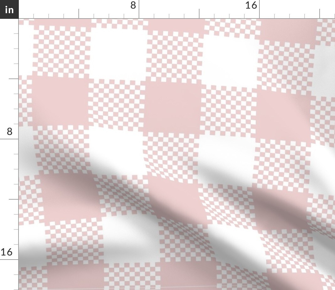 Pink Gingham Blush Cottagecore French Country Plaid Checkered Picnic Spring Summer Large Scale Custom Printed Fabric by Spoonflower Various Fabrics by the Yard or Fat Quarter
