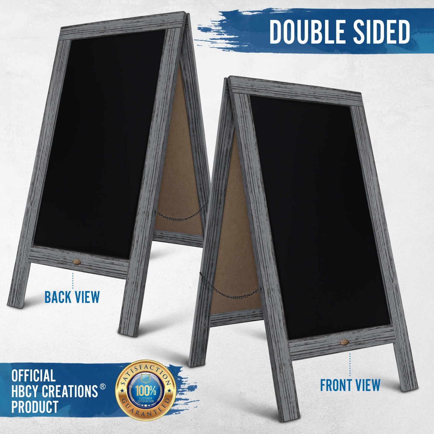 HBCY Creations A-Frame Chalkboard / Sidewalk Chalkboard Sign with Eraser / Large Sturdy Sandwich Board / A Frame Restaurant Message Board
