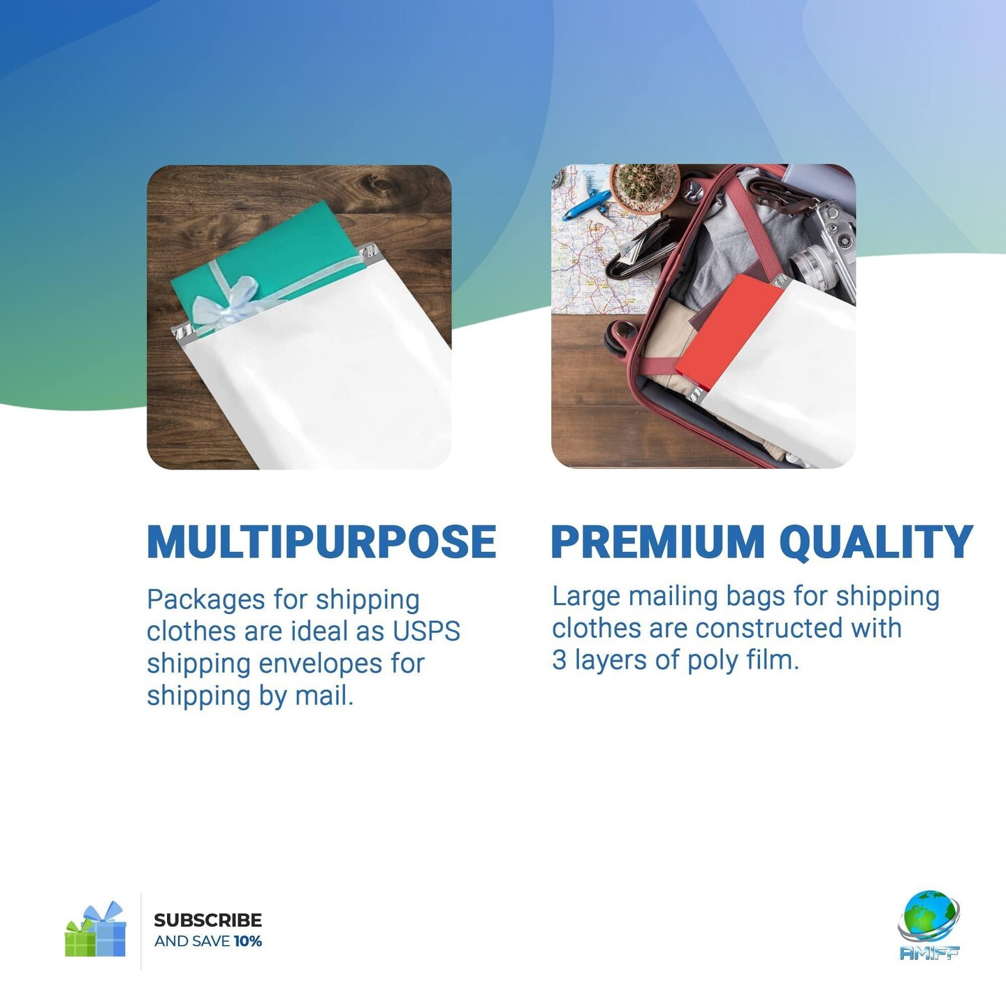Amiff Gusseted Large Poly Mailers 30x36x5 Size. Pack of 50 White Poly Shipping Bags for Clothing 30 x 36 x 5 Polyethylene Flat Poly Mailer Bag 2.4 Mil Expansion Poly Mailers Bags Mailing Bags