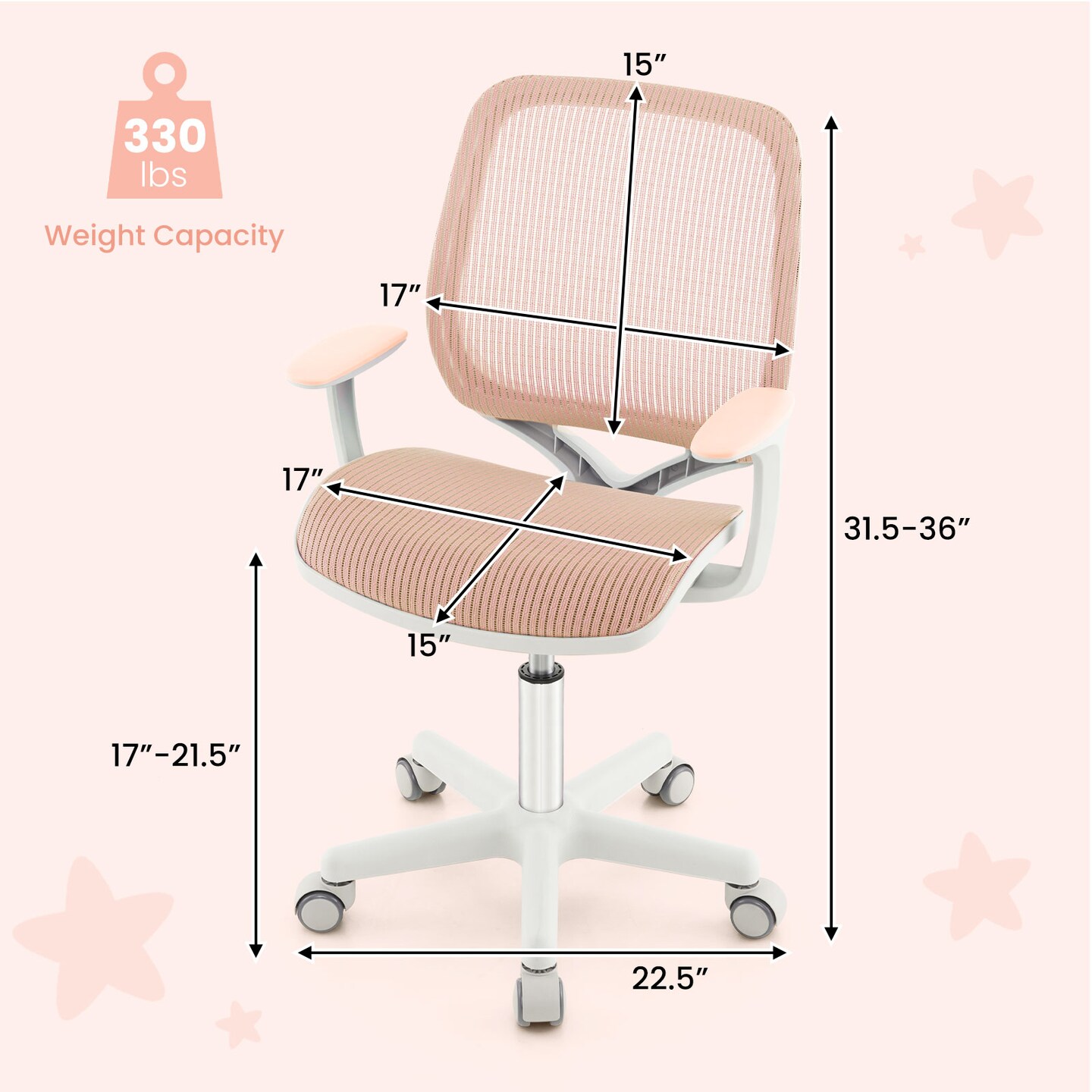 Swivel Mesh Children Computer Chair With Adjustable Height