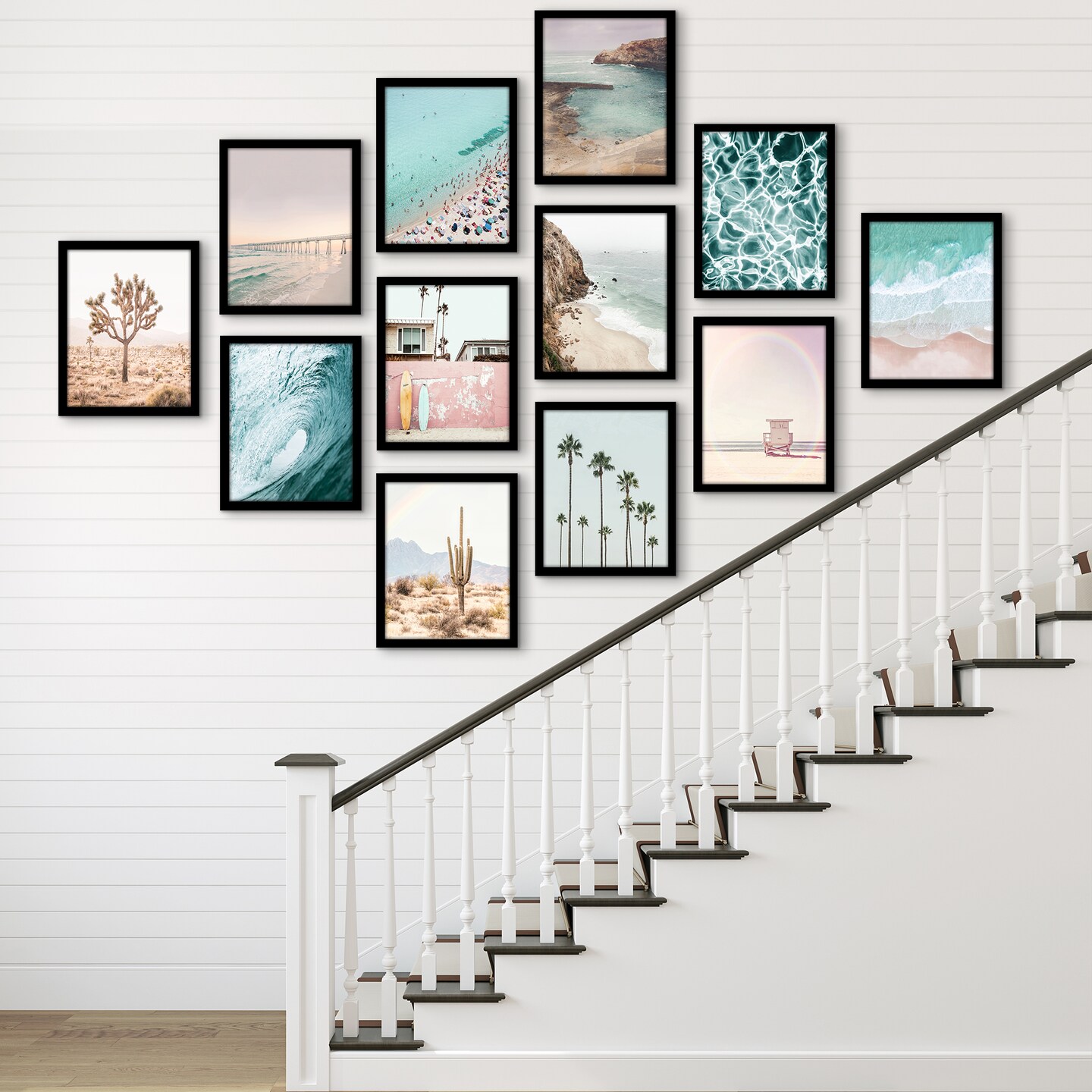 Americanflat Gallery Wall Picture Frames - Set of 12 - Picture Frame Set for Wall Collage - Plexiglass Cover - Hanging Hardware - Includes Easel - Black