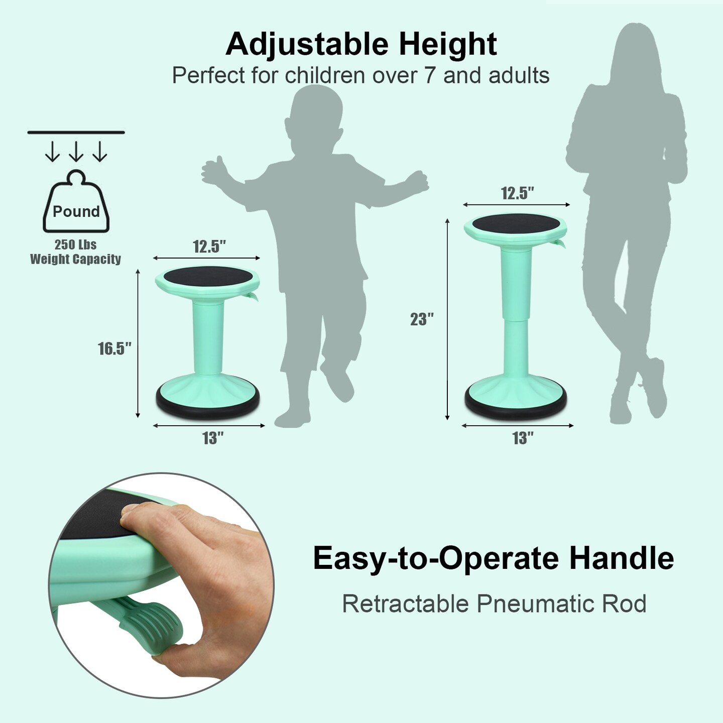 Adjustable Active Learning Stool Sitting Home Office Wobble Chair with Cushion Seat