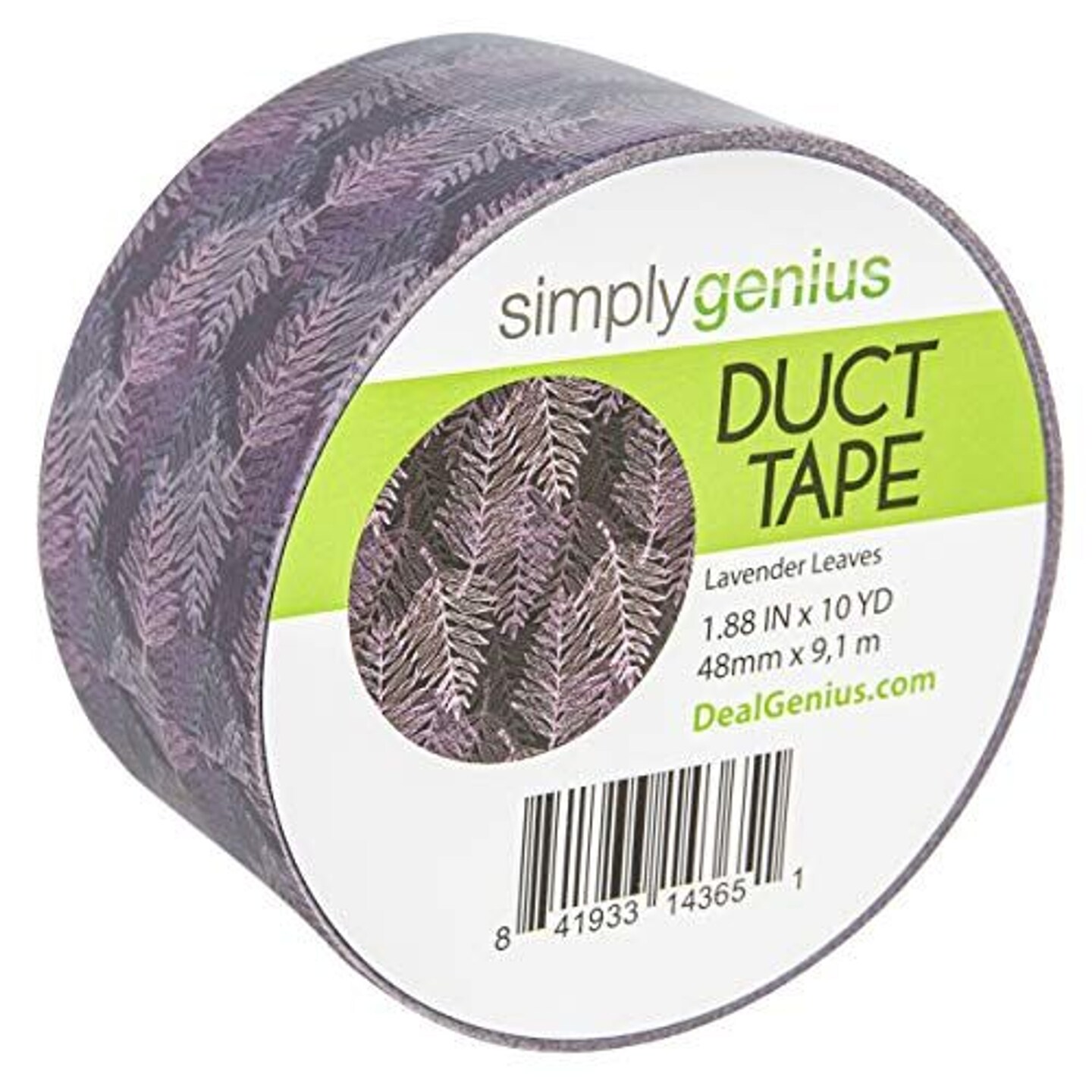 Simply Genius Pattern Duct Tape Heavy Duty - Craft Supplies for Kids &#x26; Adults - Colored Duct Tape - Single Roll 1.8 in x 10 yards - Colorful Tape for DIY, Craft &#x26; Home Improvement (Lavender Leaves)