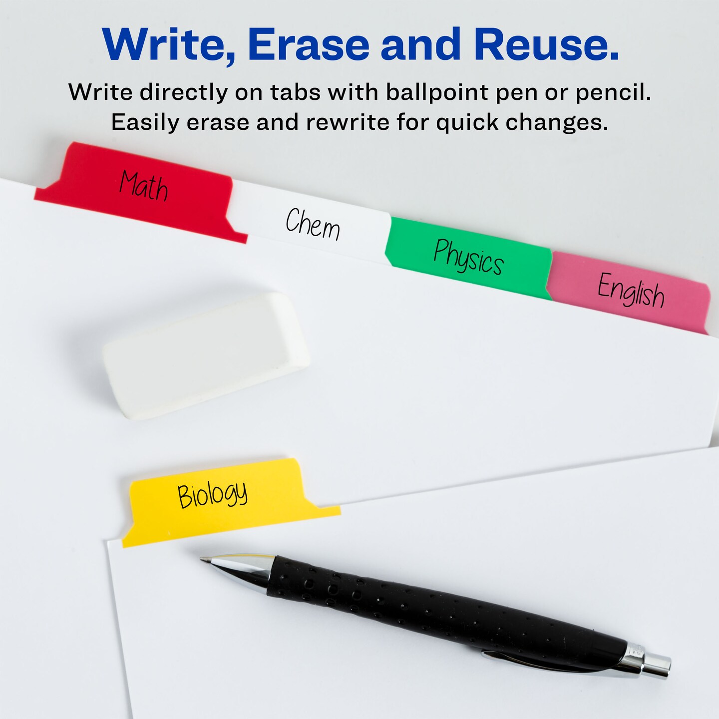 Avery 5-Tab Binder Dividers, Write &#x26; Erase Dividers, 5 Multicolor Big Tabs, 6 Sets (73076)