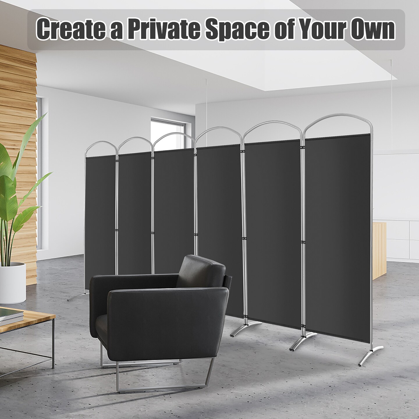 Costway 6 Panels Folding Privacy Screen 6 Ft Tall Fabric Privacy Screen for Home