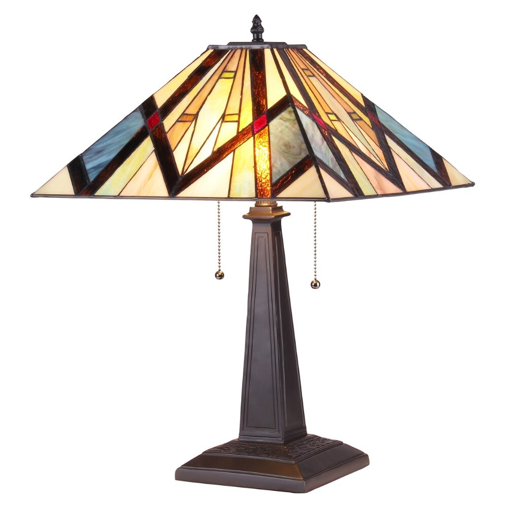 Chloe Lighting BEDIVERE Tiffany-style 2 Light Mission Table Lamp 16" Shade