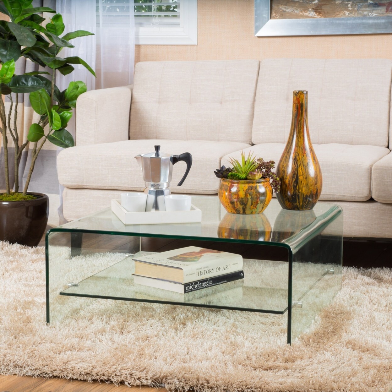GDF Studio Classon Square Glass Coffee Table