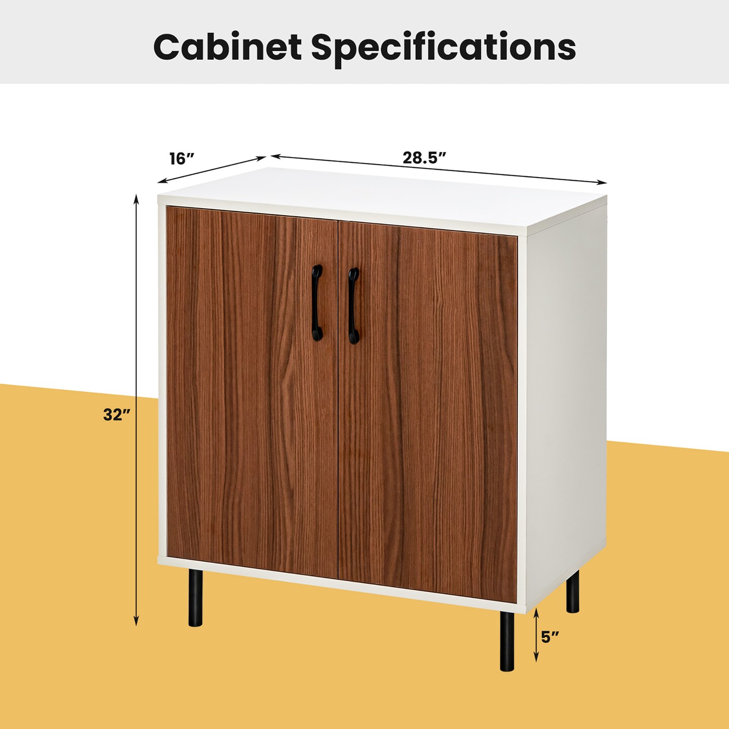 Costway 2-Door Sideboard Buffet Storage Cabinet Kitchen Cupboard with Adjustable Shelf