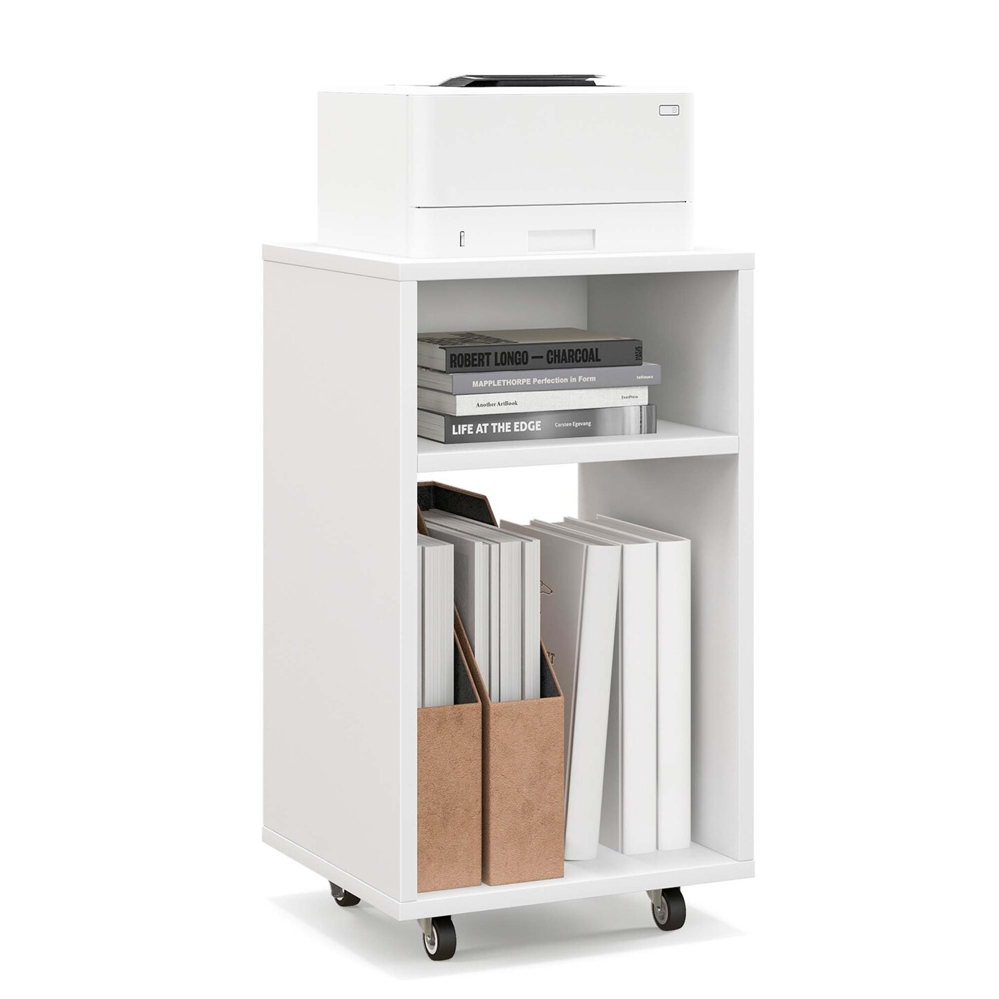 Costway Mobile File Cabinet Wooden Printer Stand Vertical Storage Organizer Home Office