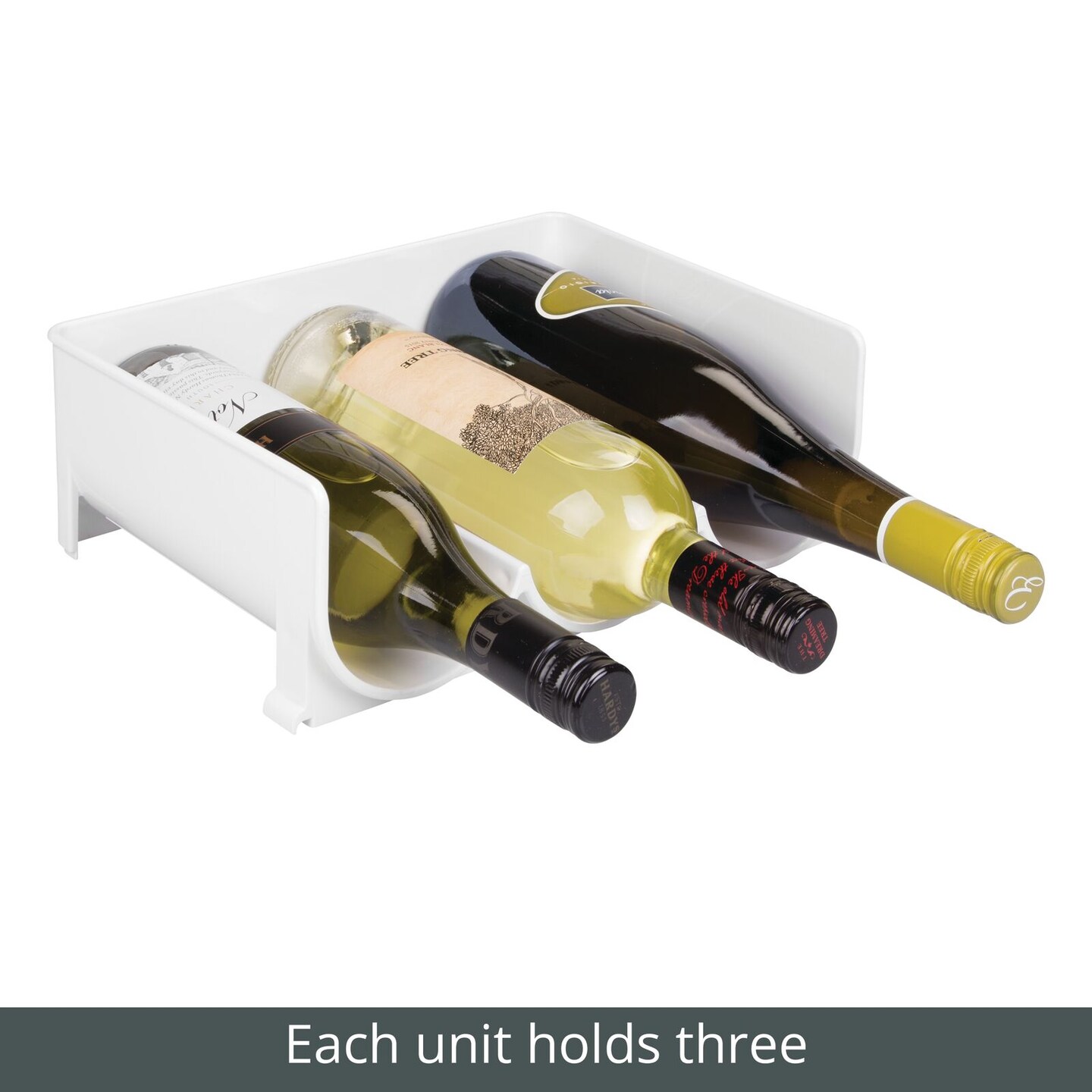 mDesign Stackable Plastic 3 Bottle Refrigerator Wine Rack Holder