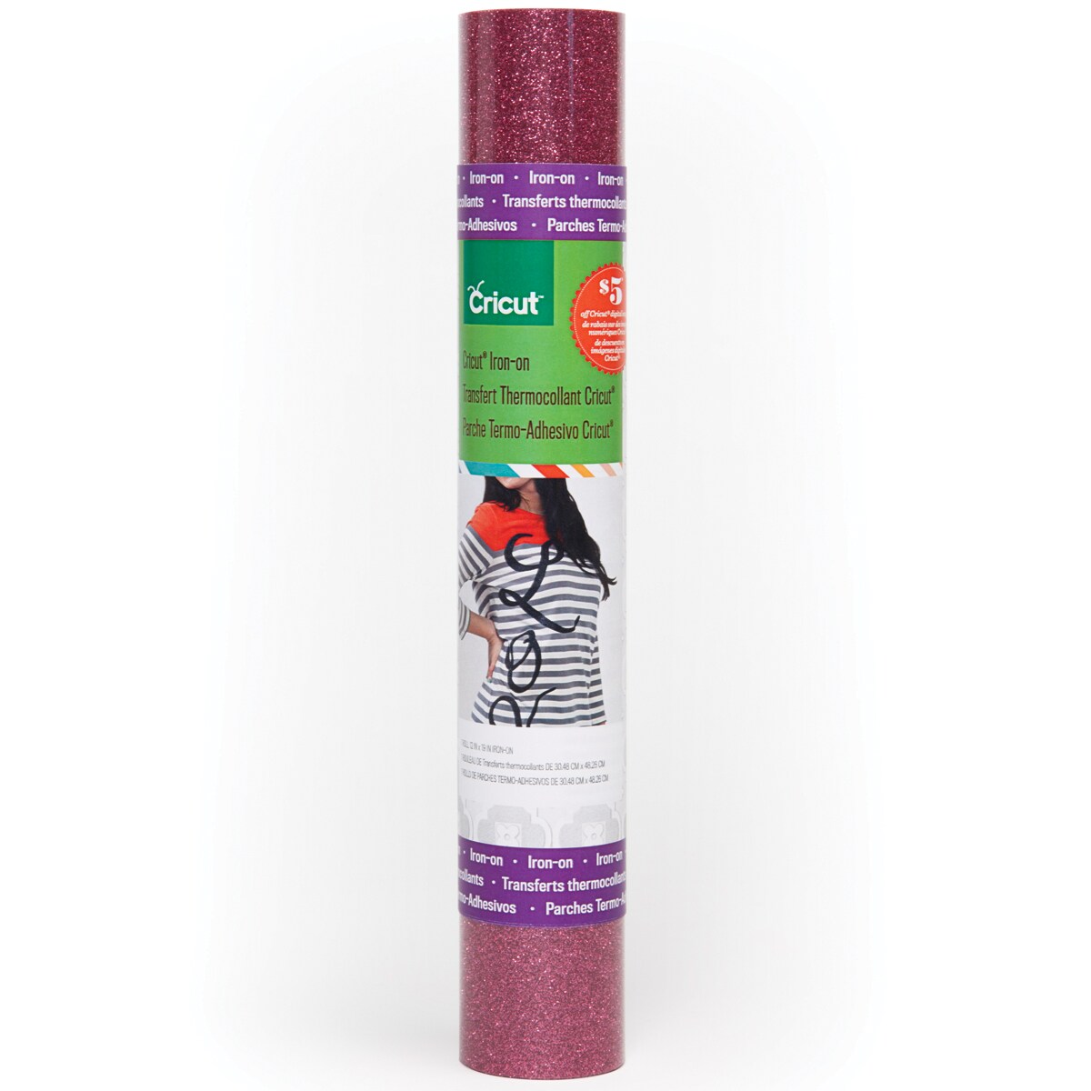 Cricut Iron-On Glitter Vinyl 12&#x22;X19&#x22; Roll-Pink