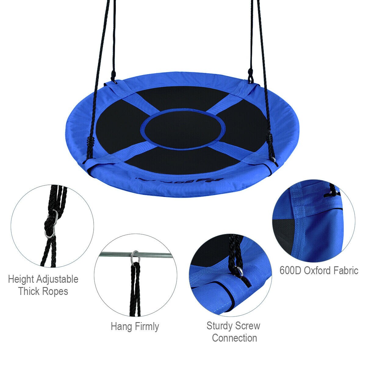 Goplus 40" Flying Saucer Tree Swing Indoor Outdoor Play Set Kids Christmas Gift Purple/Blue/Green/Colorful/Blue Rocket/Blue Whale/Woods/Dark Green/Dark Pink/Yellow/Pink